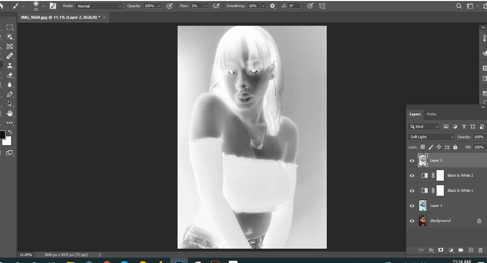 Convert the blending mode to soft light