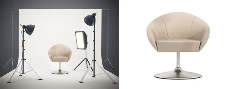 Before and after product photo showing background removal for clean and professional look